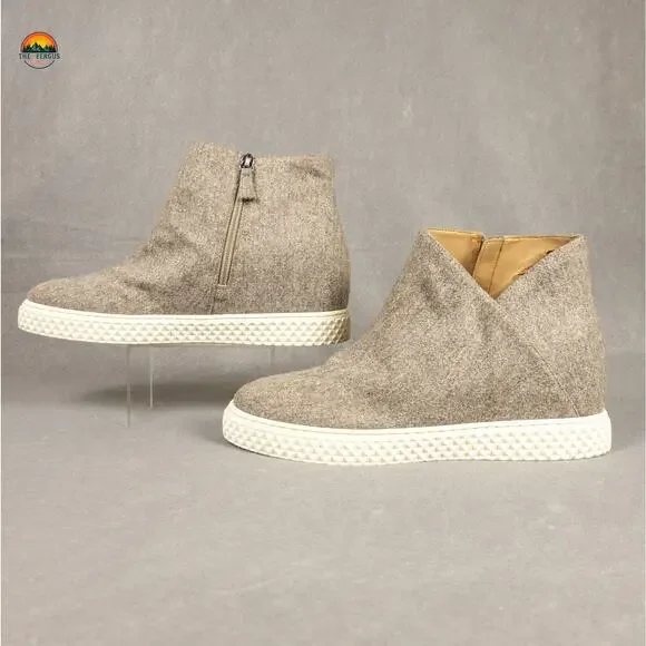 Aerosoles Zirah Ankle Booties Taupe Side Zipper Round Toe Wedge Women's Size 11M - Picture 3 of 13